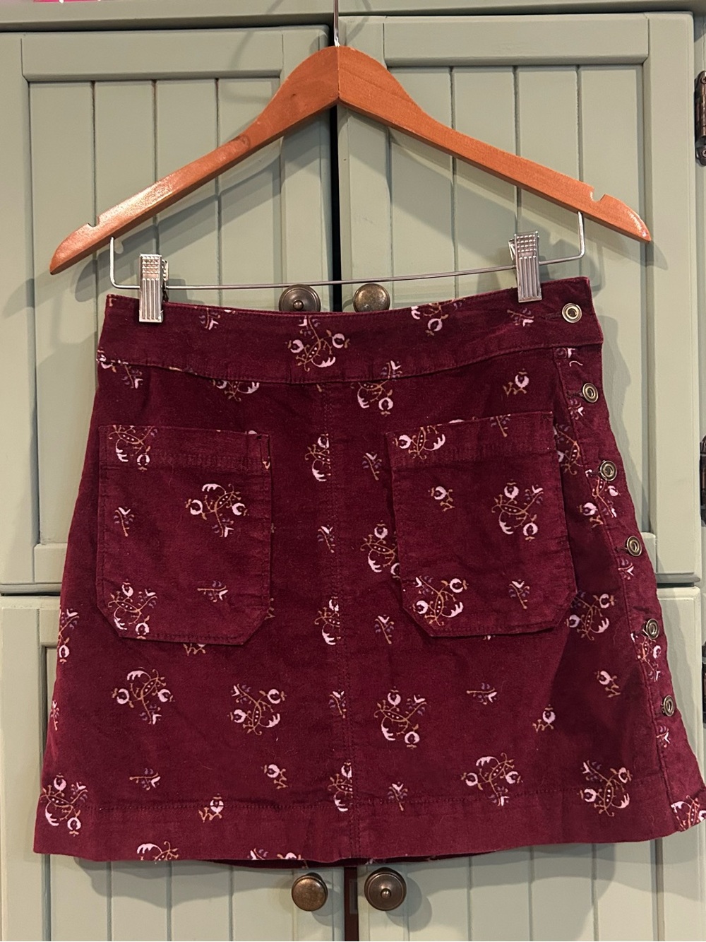 Free People Good Times Velvet Reverse Back Side Button Mini Skirt